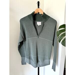 OFFLINE by Aerie Green Ribbed Half Zip Pullover Oversized